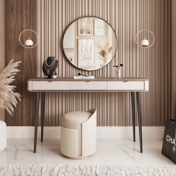 Toaletka NAVANI 130 cm z szufladami w kolorze kaszmirowym/szary kamień