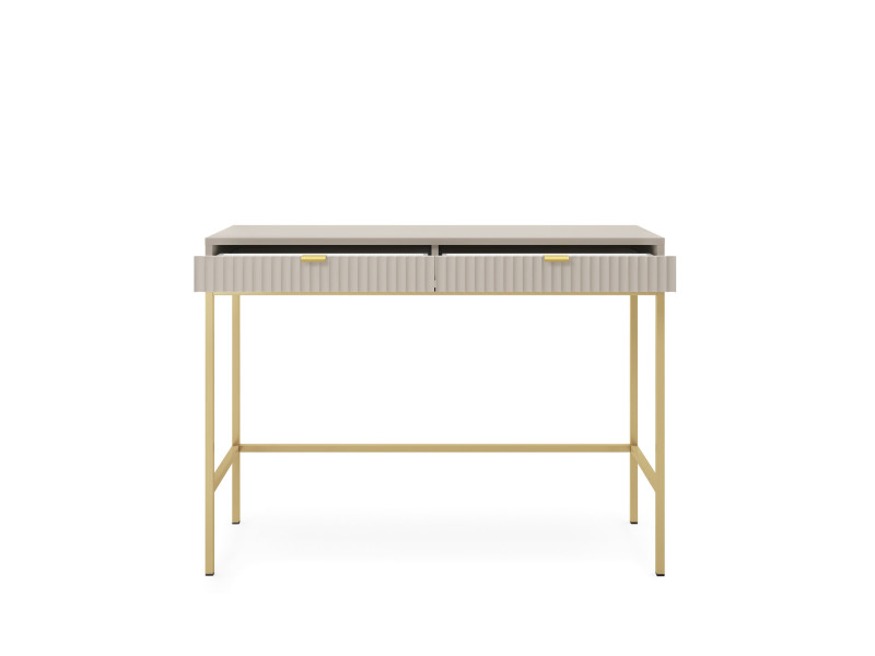 Biała Toaletka z szufladami Biurko Nova Złoty stelaż uchwyt