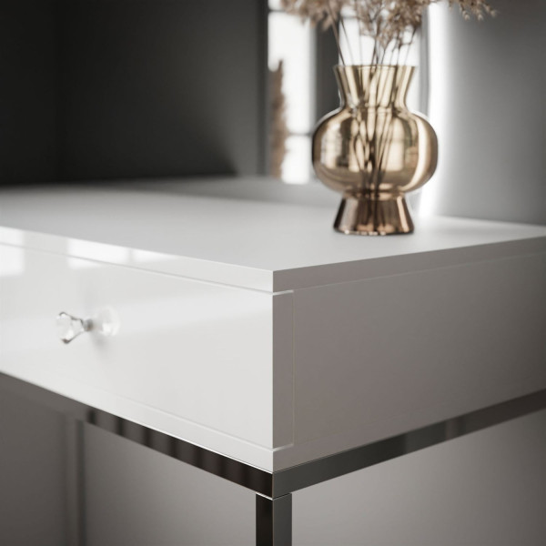 Toaletka QUINNIE biała uchwyt lustro prawe