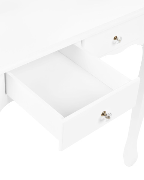 Toaletka biała z 4 szufladami i lustrem