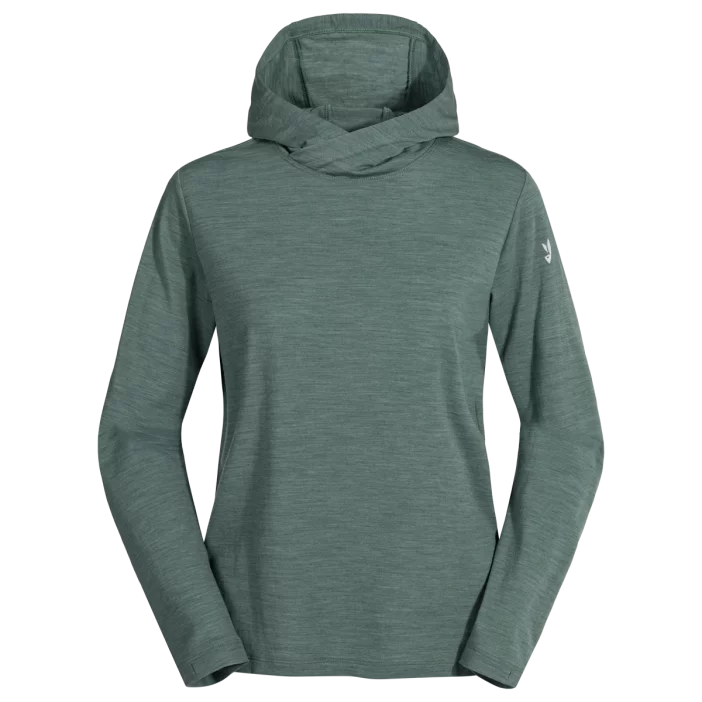 Voľná mikina z merino vlny so slučkami na palce a kapucňou