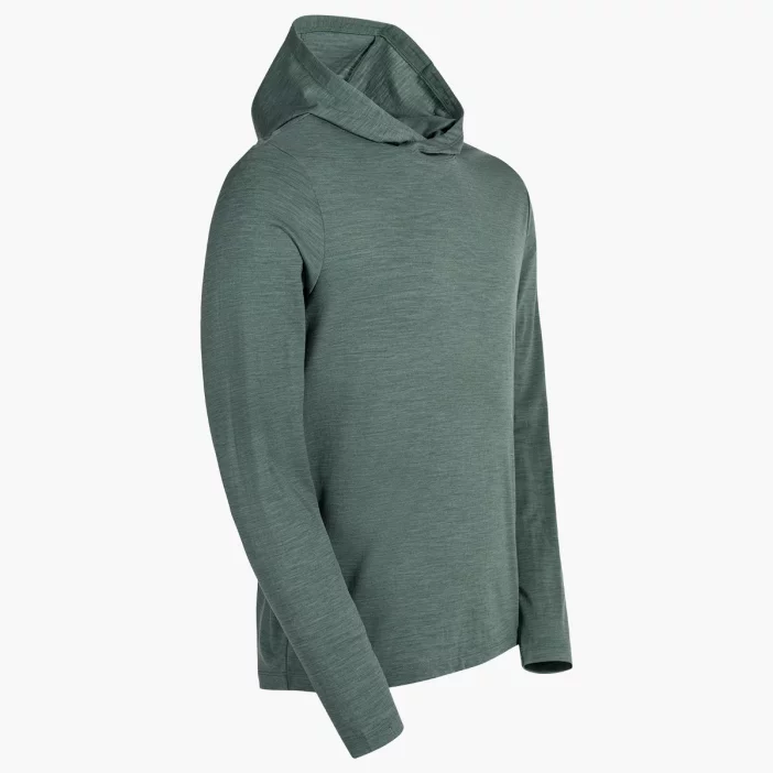 Voľná mikina z merino vlny so slučkami na palce a kapucňou