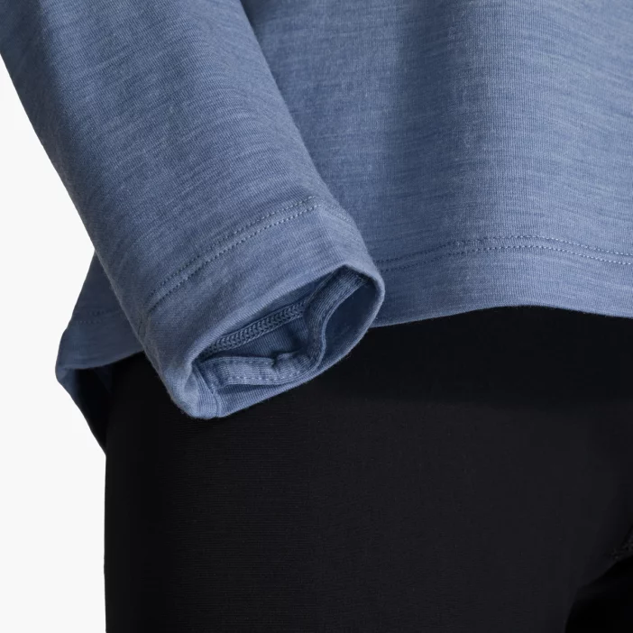 Voľná mikina z merino vlny so slučkami na palce a kapucňou