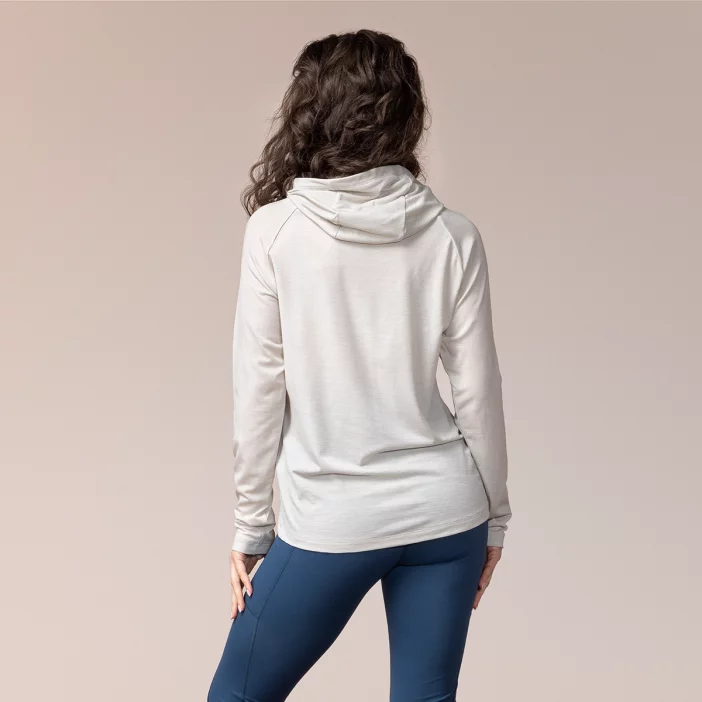 Voľná mikina z merino vlny so slučkami na palce a kapucňou