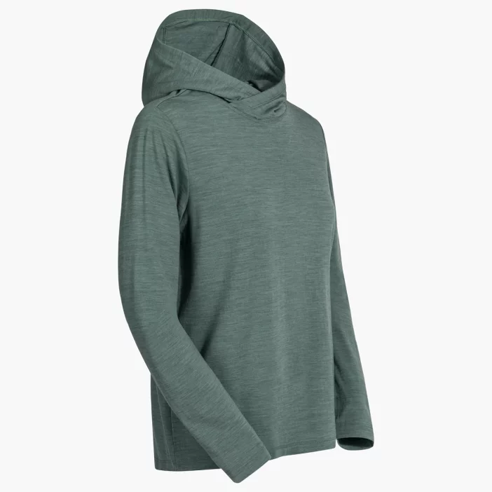 Voľná mikina z merino vlny so slučkami na palce a kapucňou