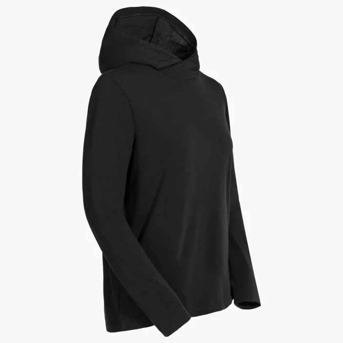 Voľná mikina z merino vlny so slučkami na palce a kapucňou