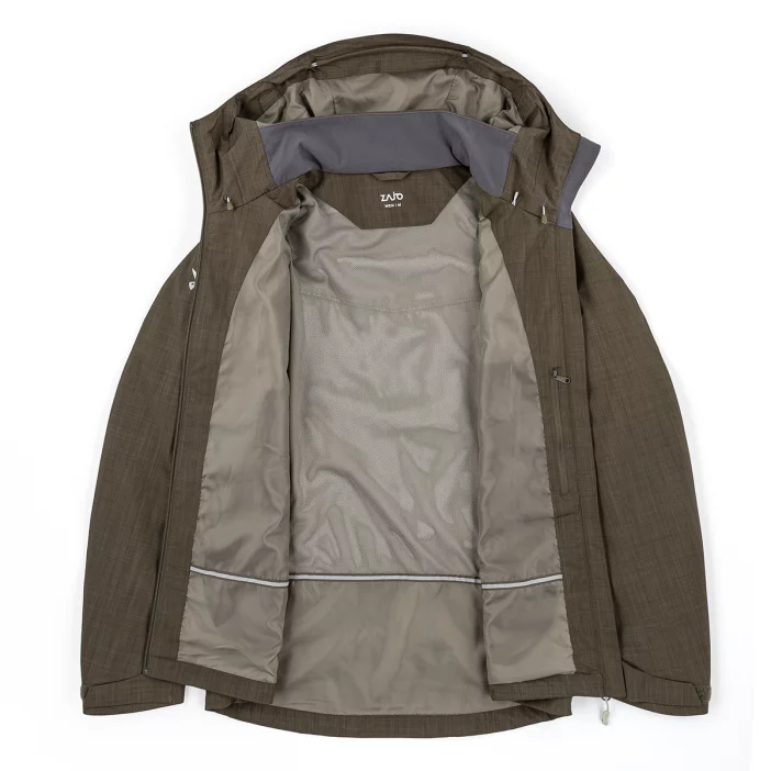 Nepremokavá bunda s priedušnými vlastnosťami.