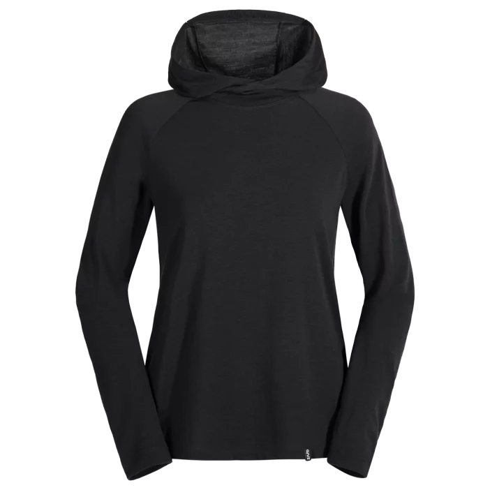 Voľná mikina z merino vlny so slučkami na palce a kapucňou