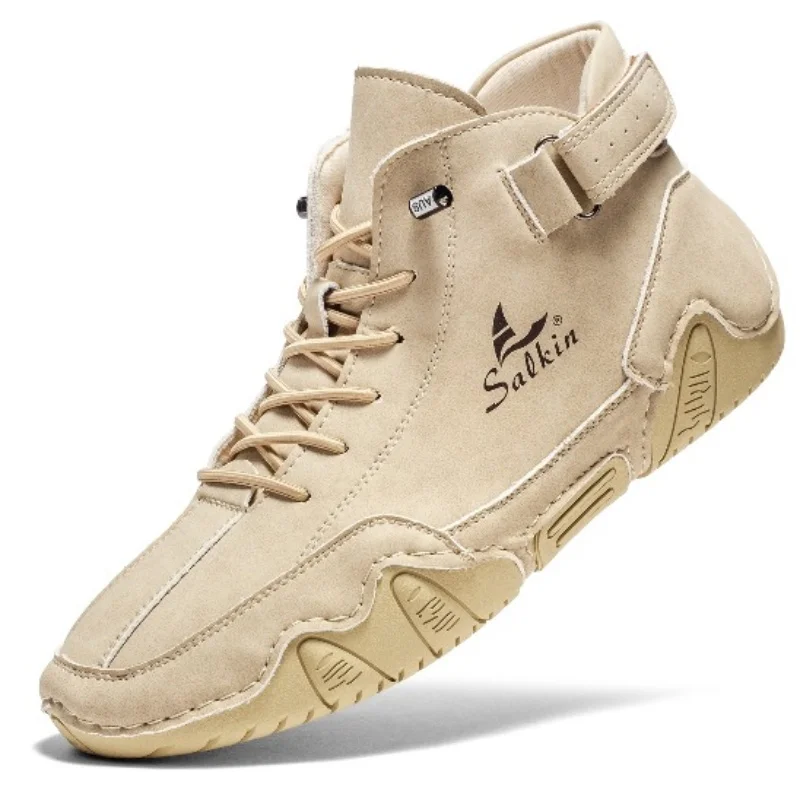 Drawato diy Men Casual Leather Boots 2024 High Quality Flats Loafers Designer Shoes Non-slip Comfortable Shoes shoes men  sneakers