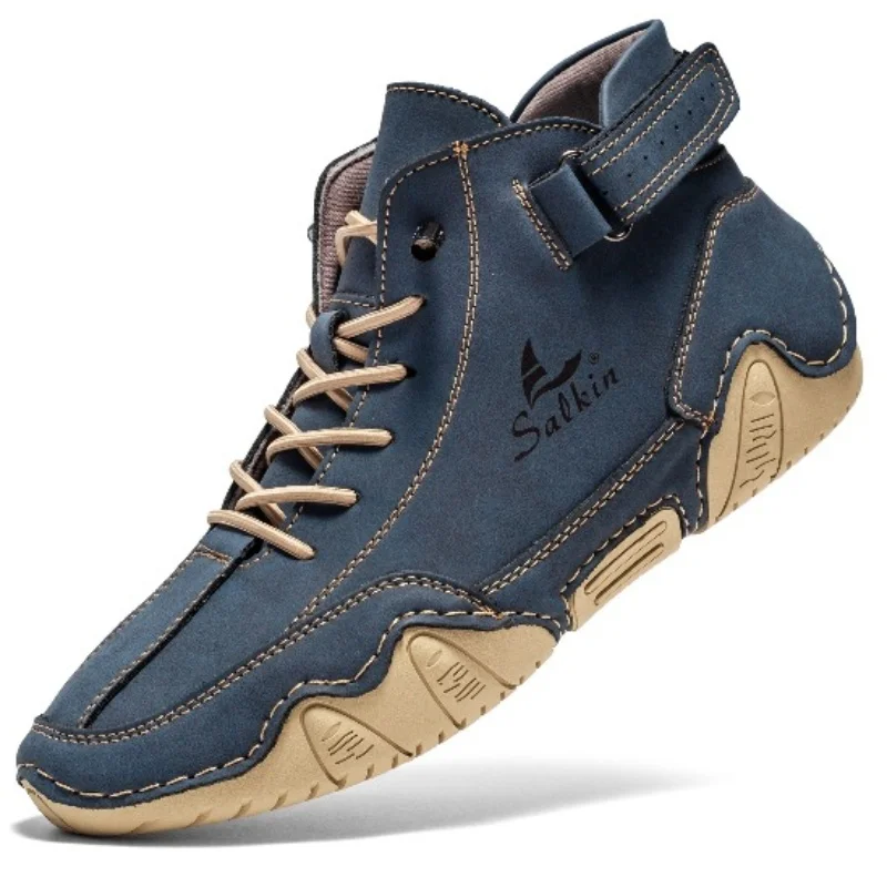 Drawato diy Men Casual Leather Boots 2024 High Quality Flats Loafers Designer Shoes Non-slip Comfortable Shoes shoes men  sneakers