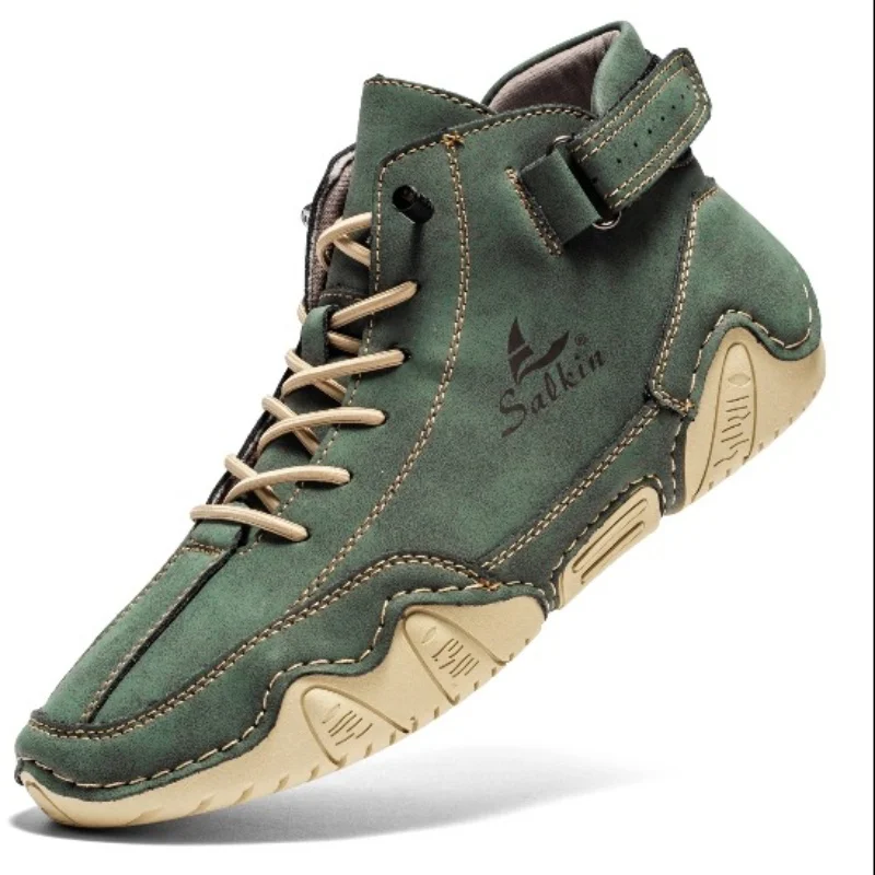 Drawato diy Men Casual Leather Boots 2024 High Quality Flats Loafers Designer Shoes Non-slip Comfortable Shoes shoes men  sneakers