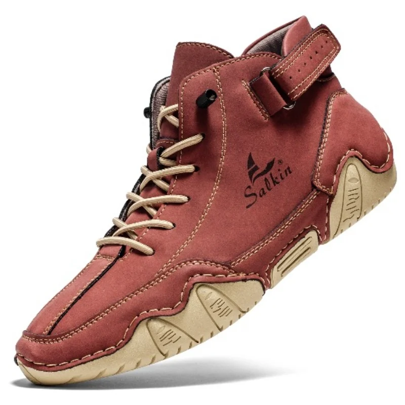 Drawato diy Men Casual Leather Boots 2024 High Quality Flats Loafers Designer Shoes Non-slip Comfortable Shoes shoes men  sneakers