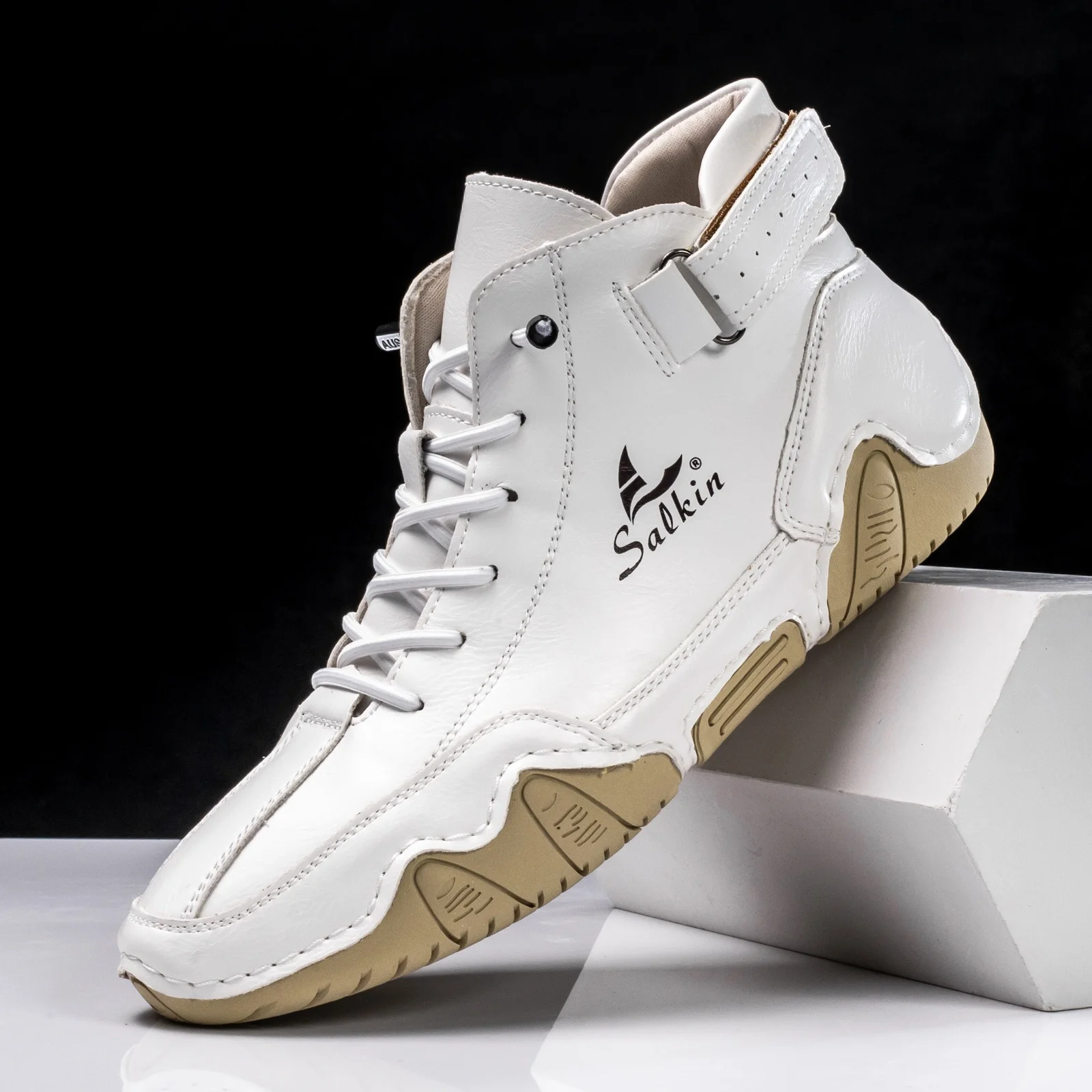 Drawato diy Men Casual Leather Boots 2024 High Quality Flats Loafers Designer Shoes Non-slip Comfortable Shoes shoes men  sneakers