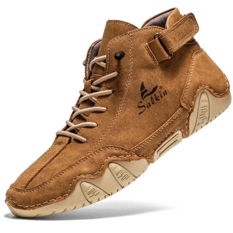 Drawato diy Men Casual Leather Boots 2024 High Quality Flats Loafers Designer Shoes Non-slip Comfortable Shoes shoes men  sneakers