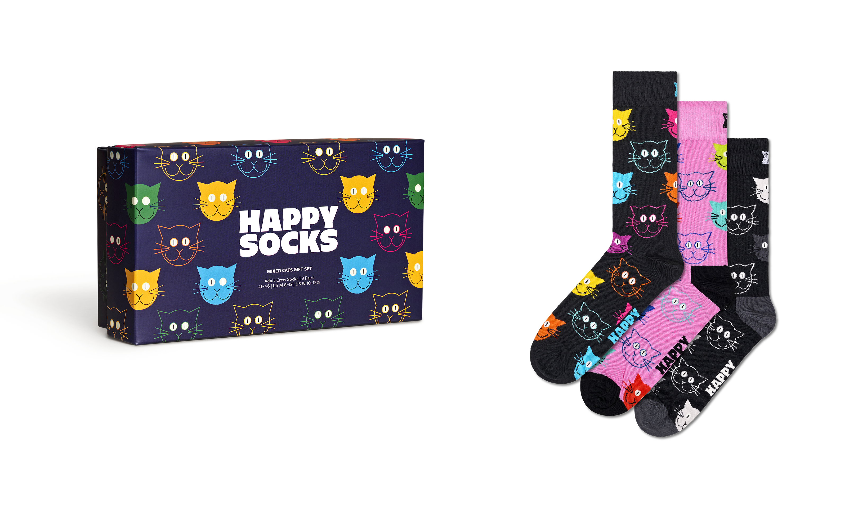 3-Pack Mixed Cat Socks Gift Set