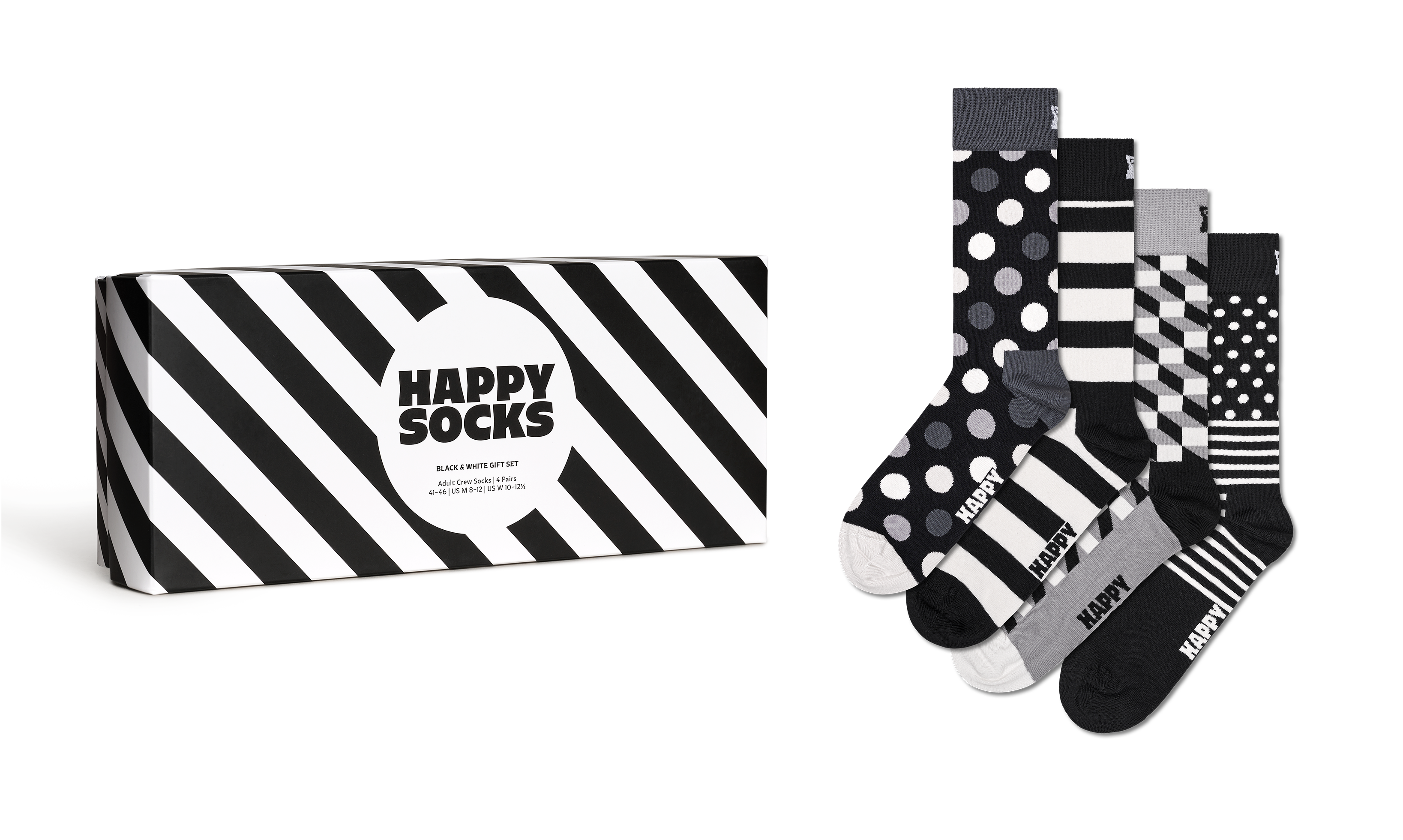 4-Pack Classic Black & White Socks Gift Set