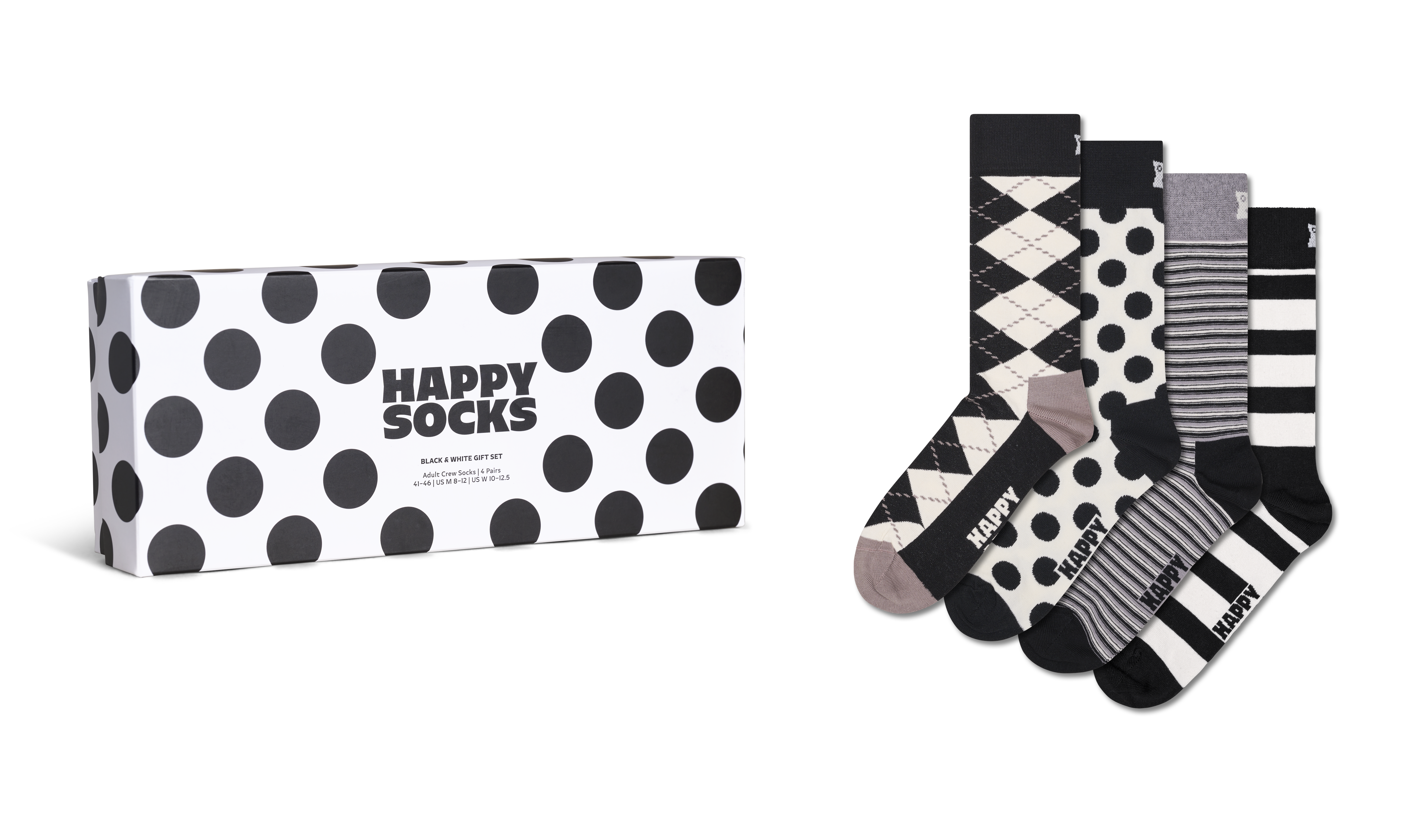 4-Pack Black And White Socks Gift Set