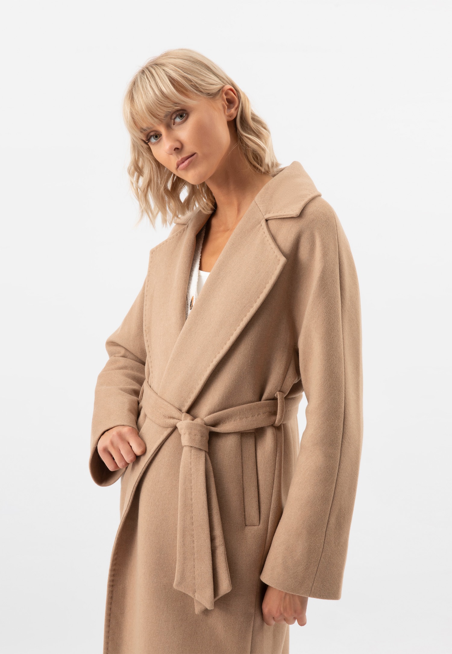 Długi brązowy płaszcz RELAKS