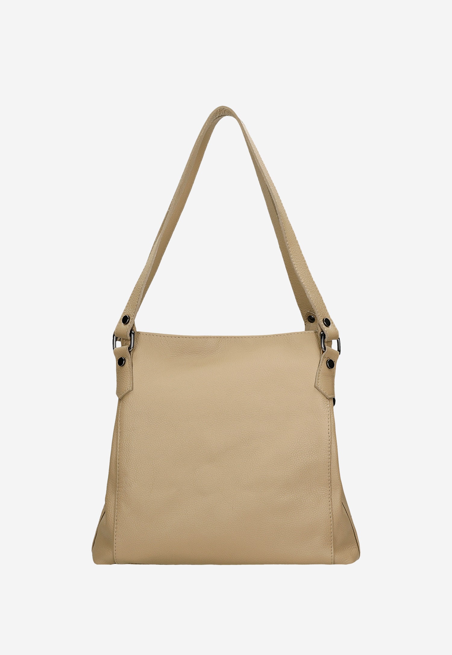 Duża beżowa torebka damska ze skóry naturalnej