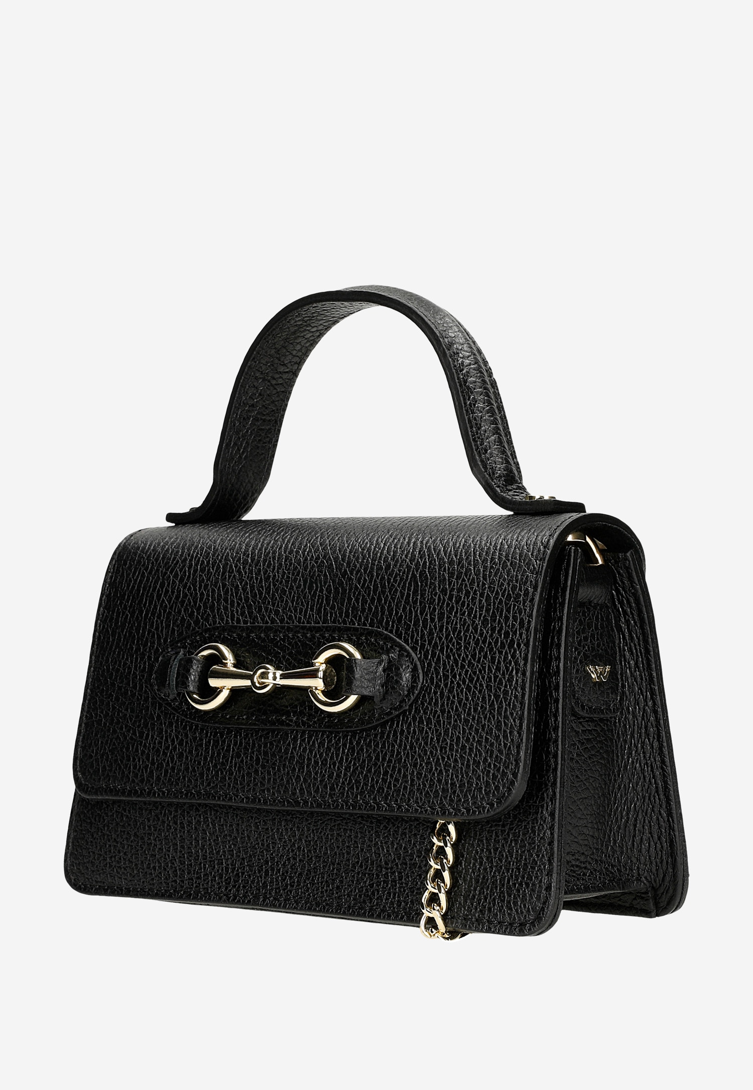 Czarna modowa torebka damska ze złotymi elementami