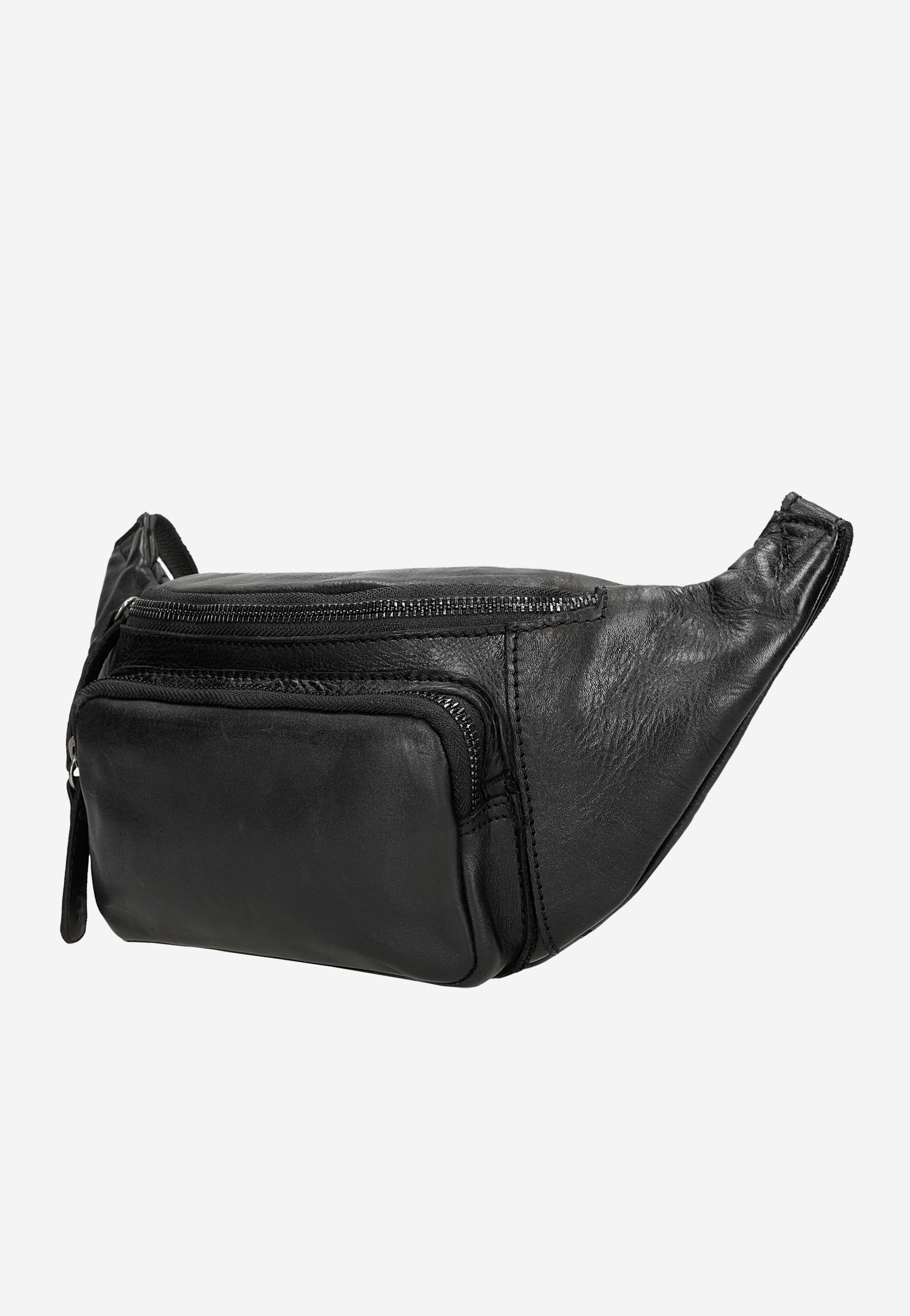 Czarna skórzana torba męska typu nerka