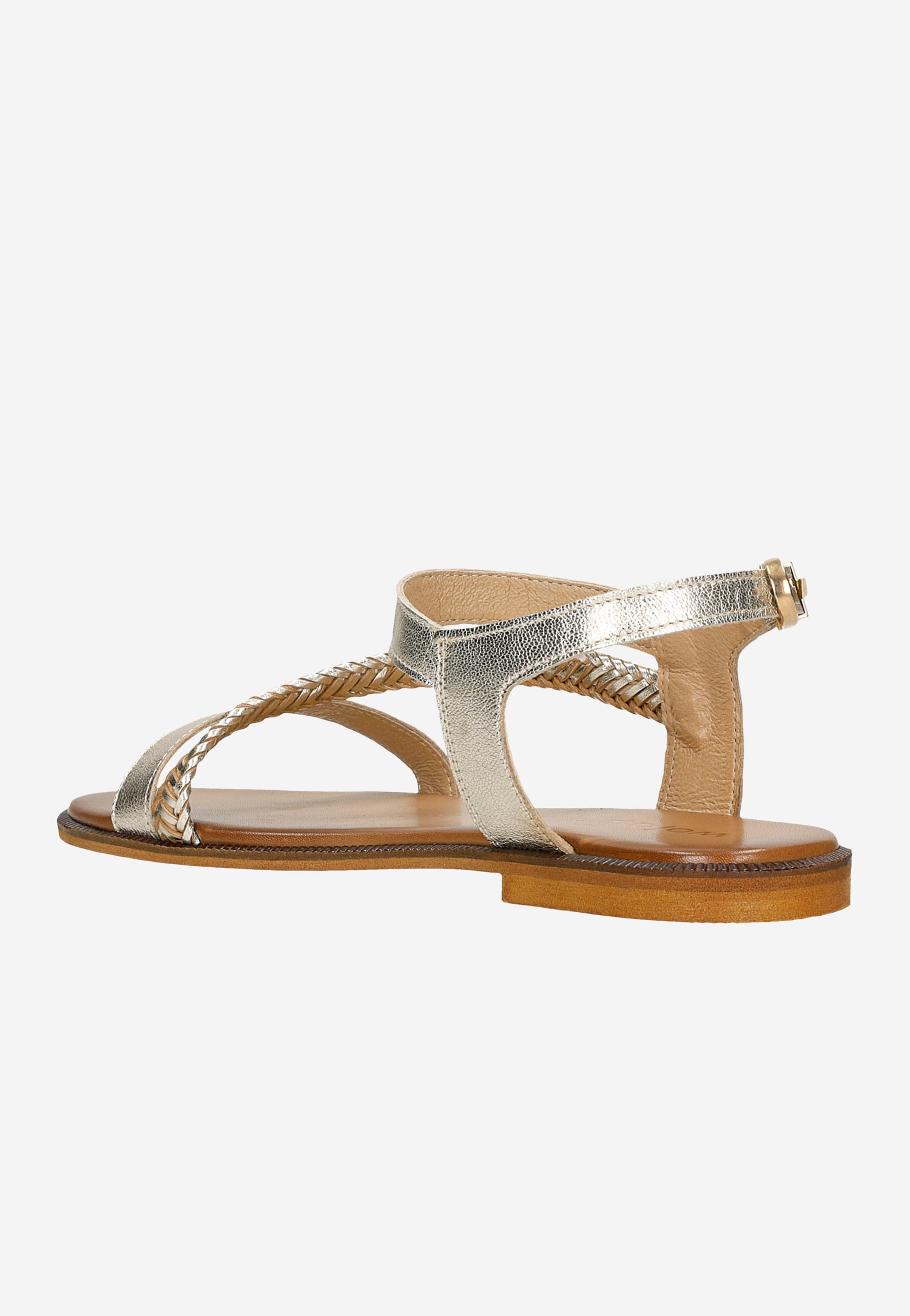 Złote sandały damskie na płaskiej podeszwie