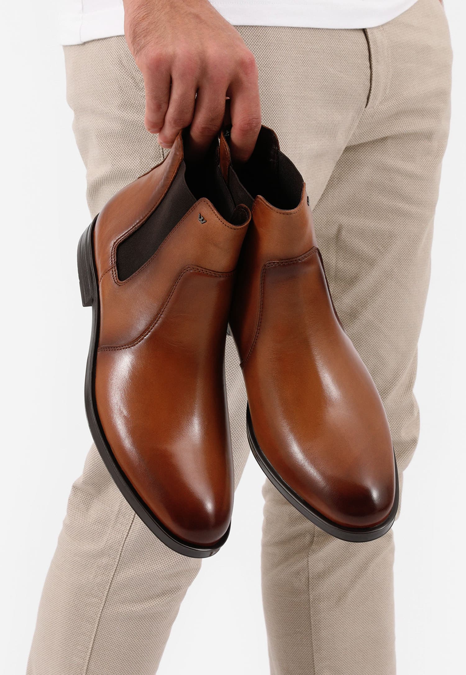 Czarne sztyblety męskie ze skóry licowej