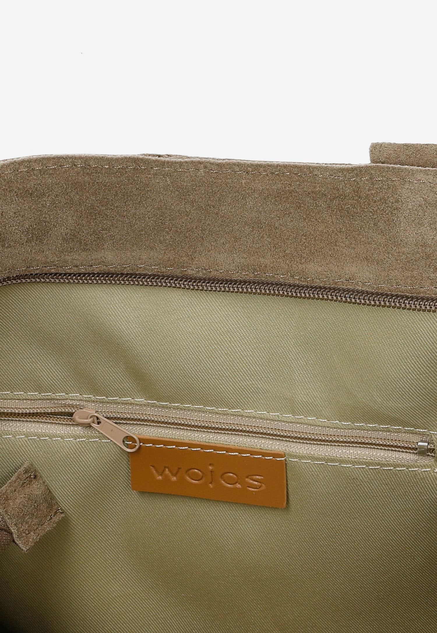 Duża shopperka damska z dwoiny welurowej