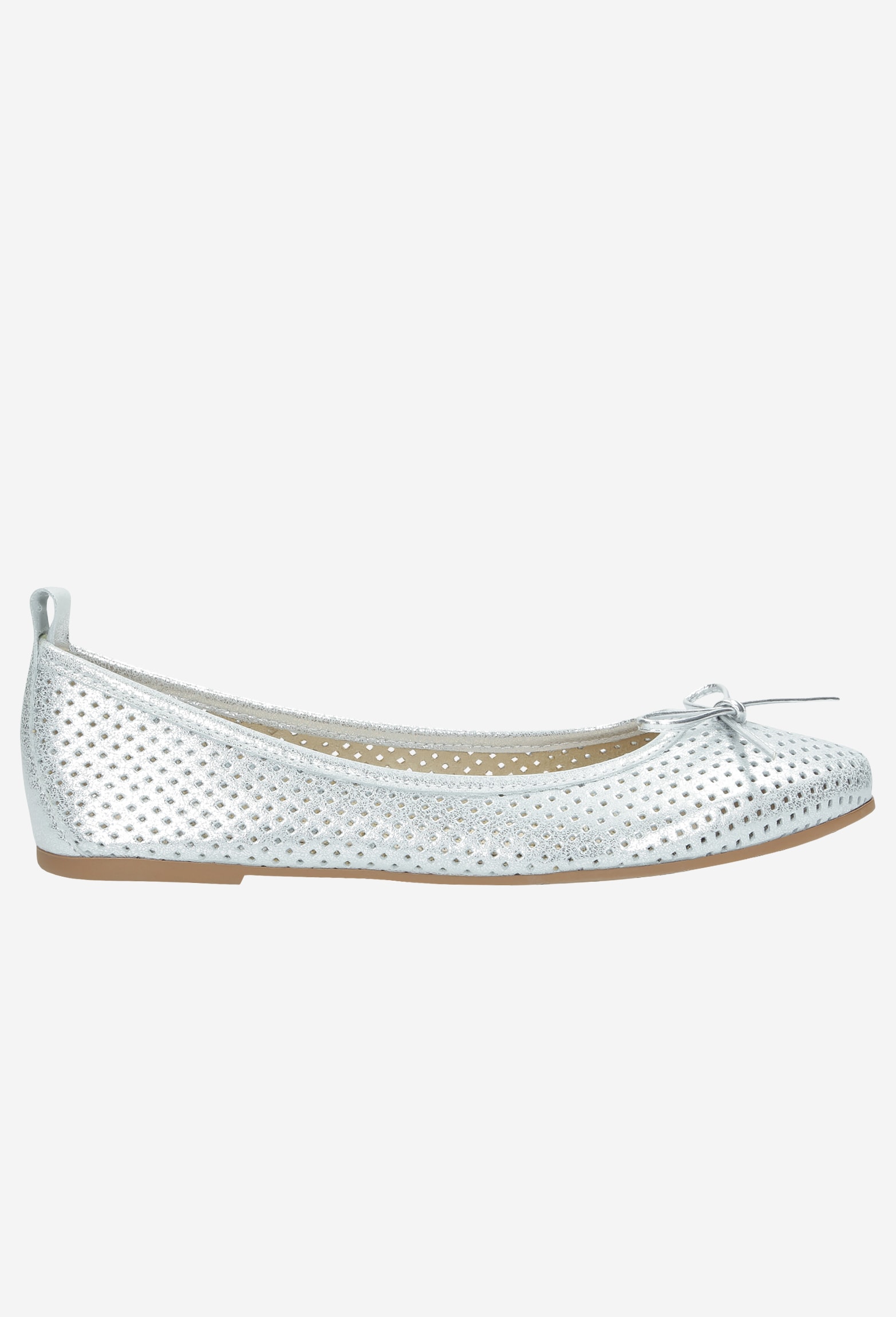 Ażurowe baleriny damskie srebrne