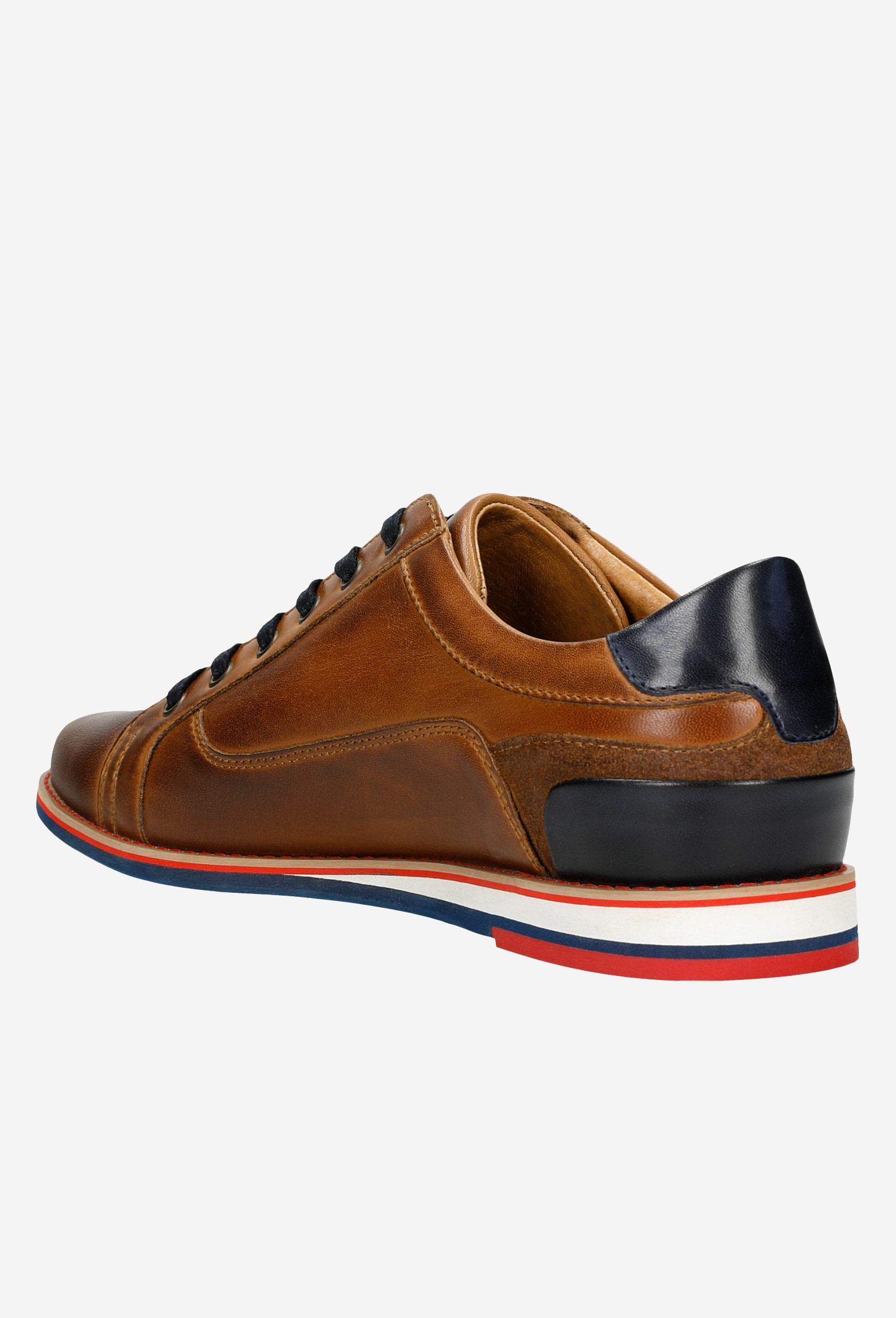 Granatowe półbuty męskie z brązowymi wstawkami