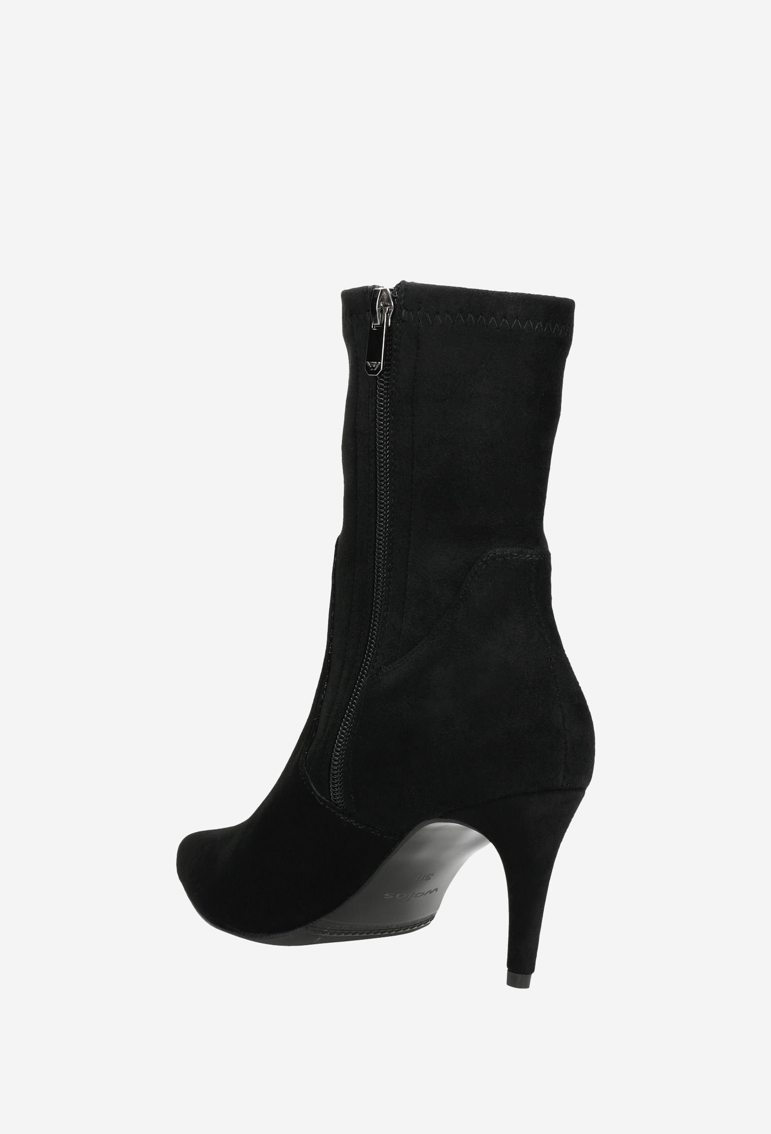 Czarne botki damskie na szpilce z wysoką cholewką