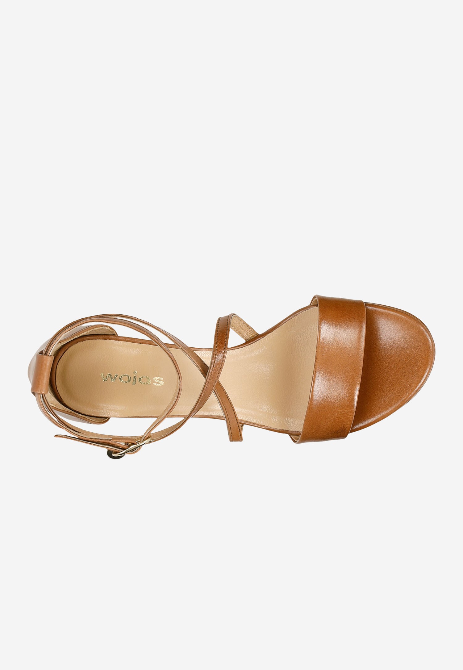 Skórzane sandały damskie na klocku w kolorze jasnego brązu