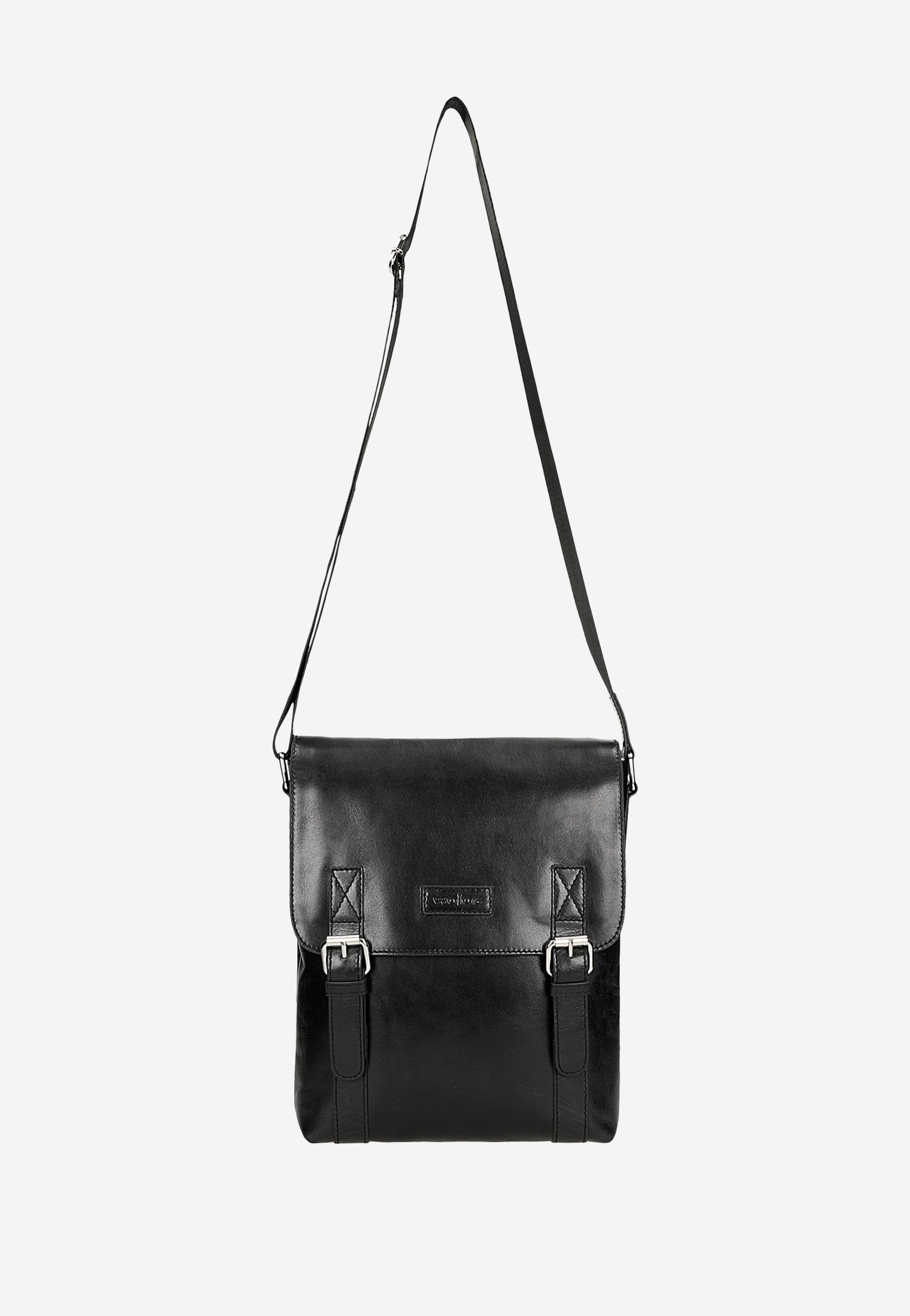 Mała czarna torba męska ze skóry licowej