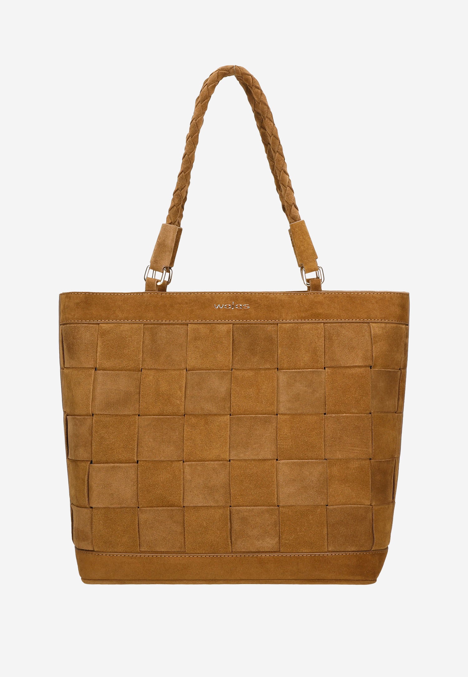 Duża pleciona torebka damska w kolorze beżowym