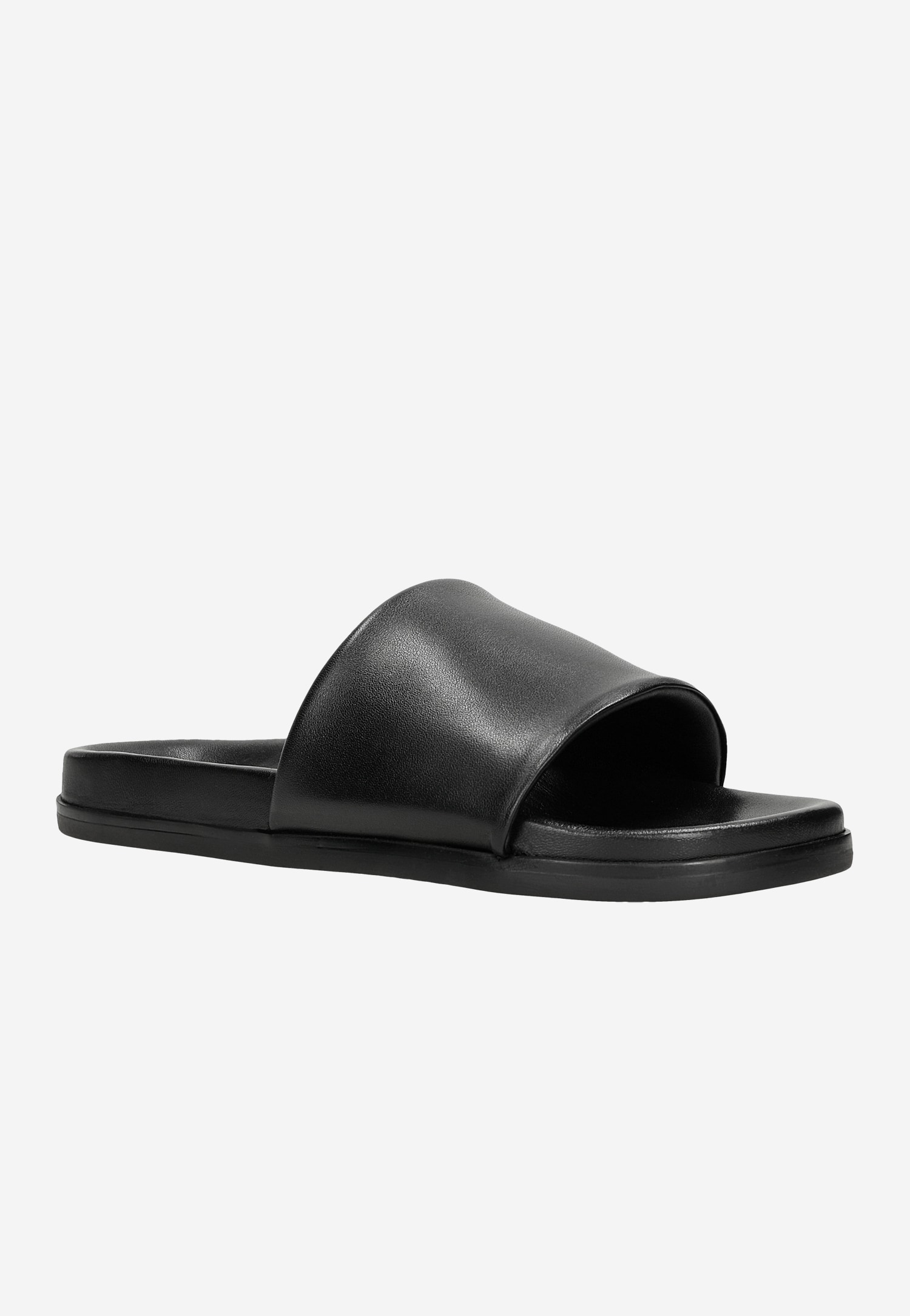 Czarne klapki męskie z gładkiej skóry licowej