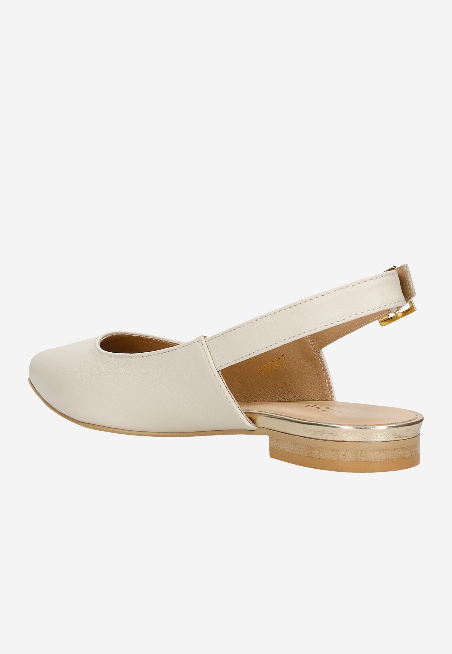 Beżowe skórzane baleriny z odkrytą piętą i noskiem w szpic