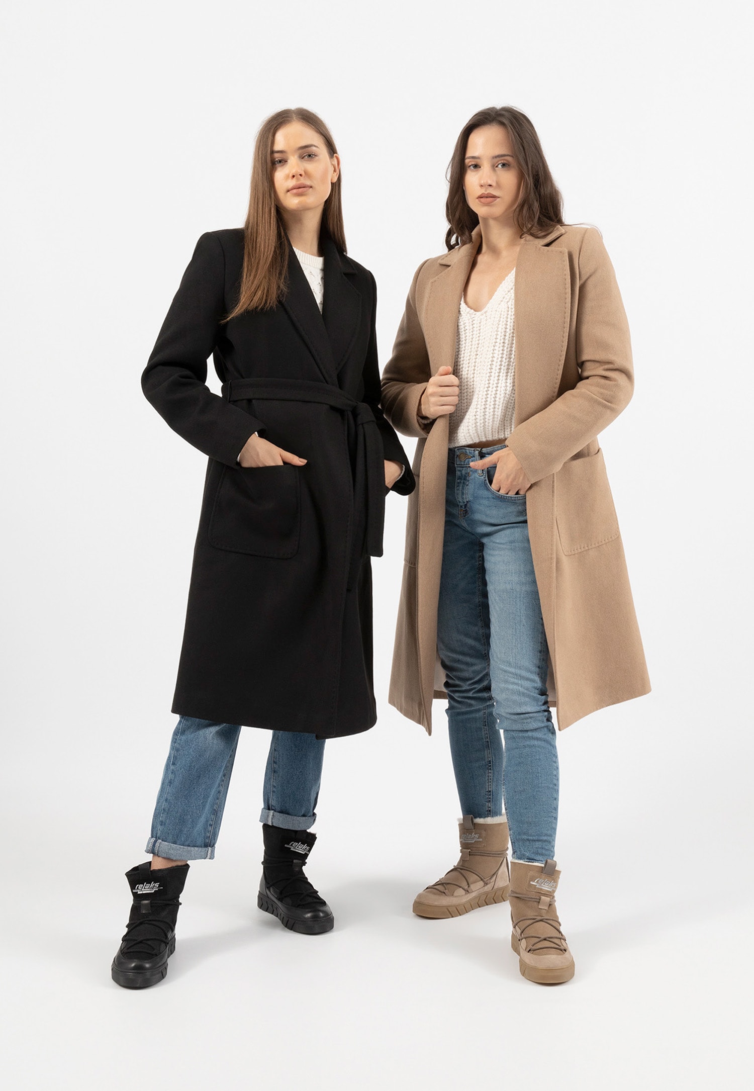 RELAKS beżowy płaszcz damski