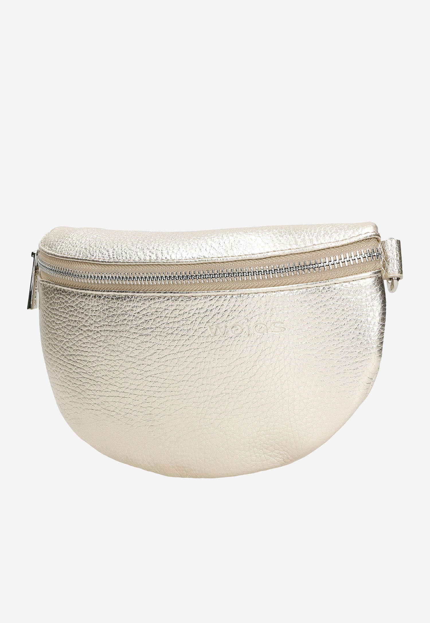 Jasnobeżowa nerka damska ze skóry licowej