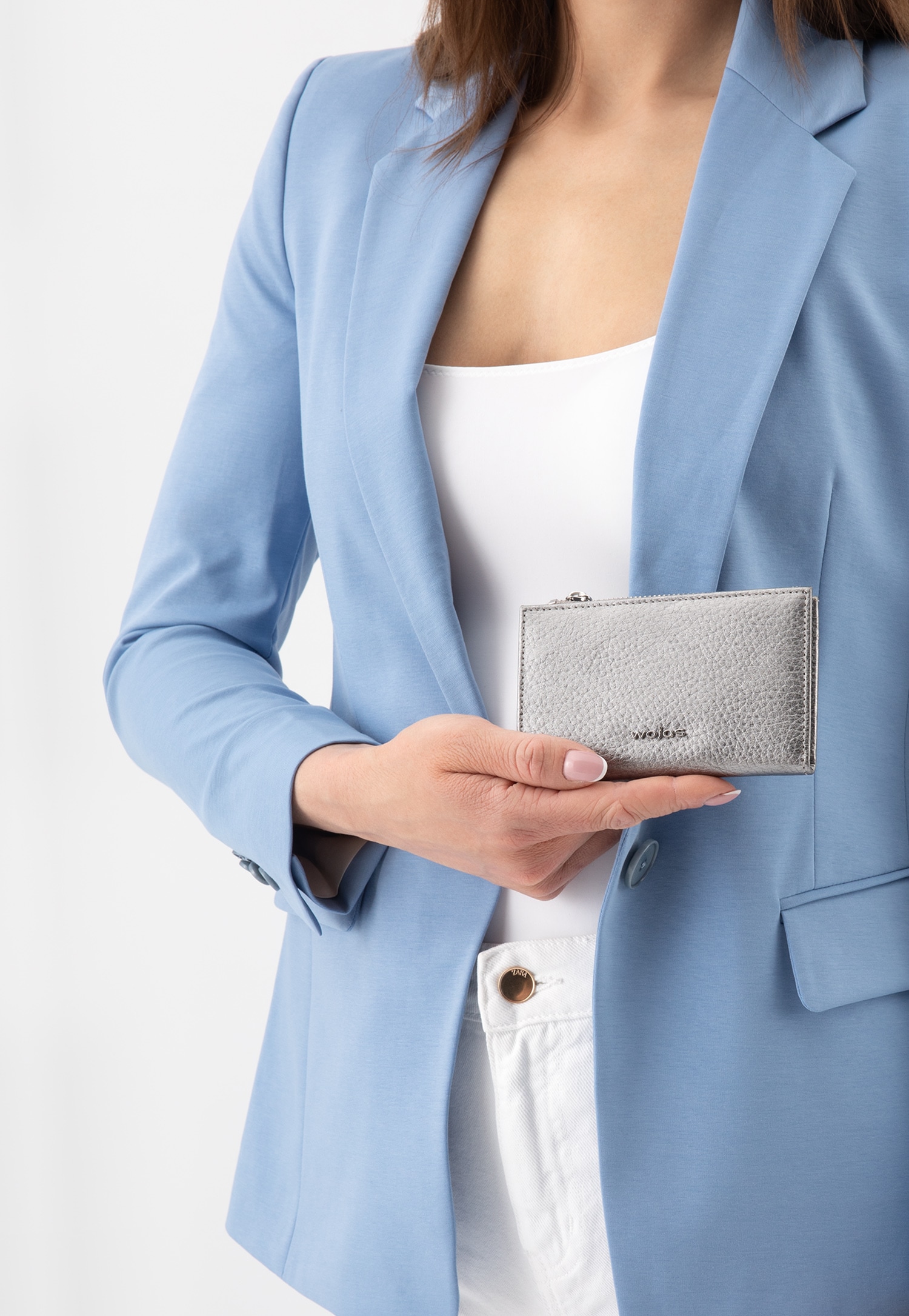 Różowy metaliczny portfel damski