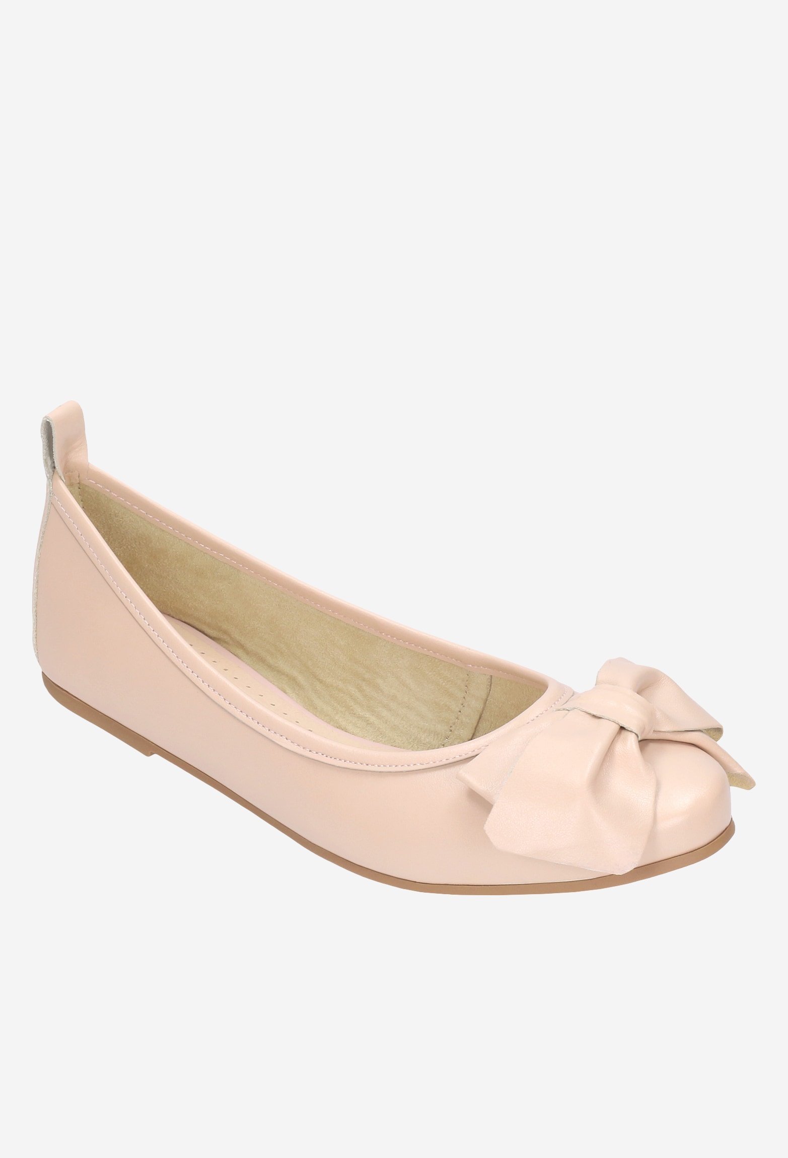 Czarne baleriny damskie ze skóry licowej