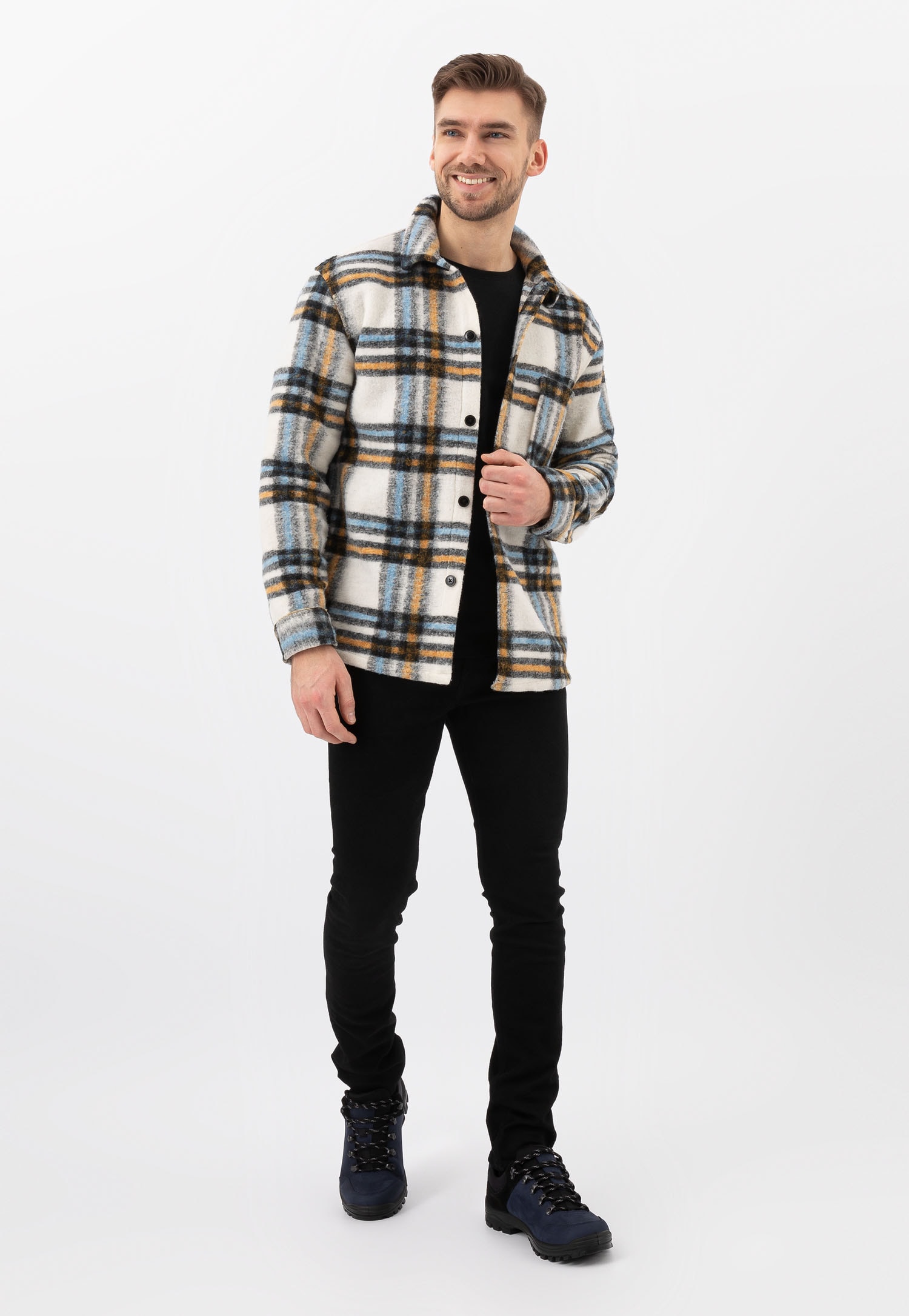 Czarno-granatowe półbuty trekkingowe męskie