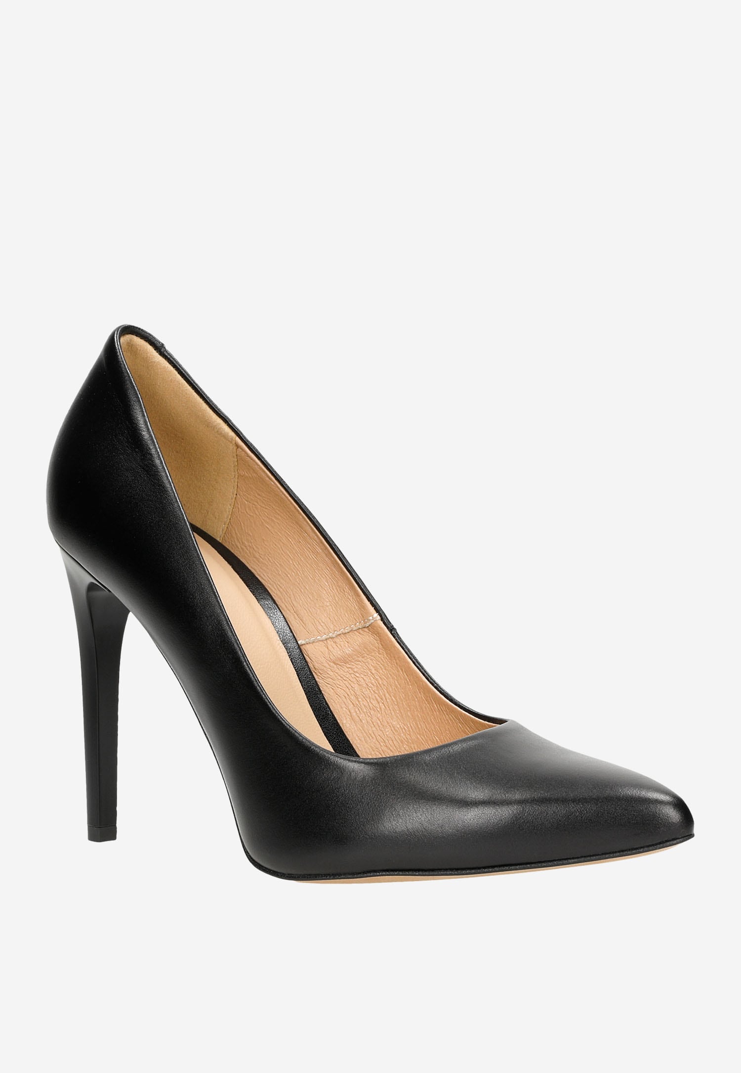 Czarne eleganckie czółenka damskie ze skóry licowej