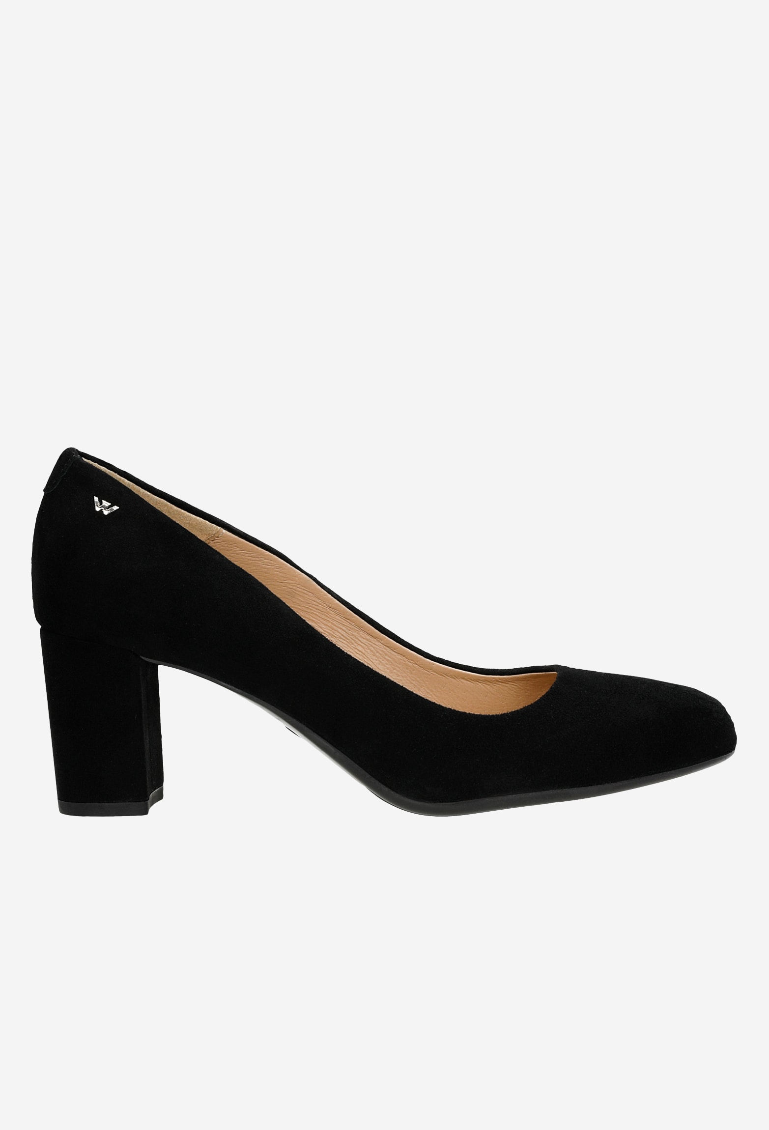 Czarne czółenka ze skóry welurowej