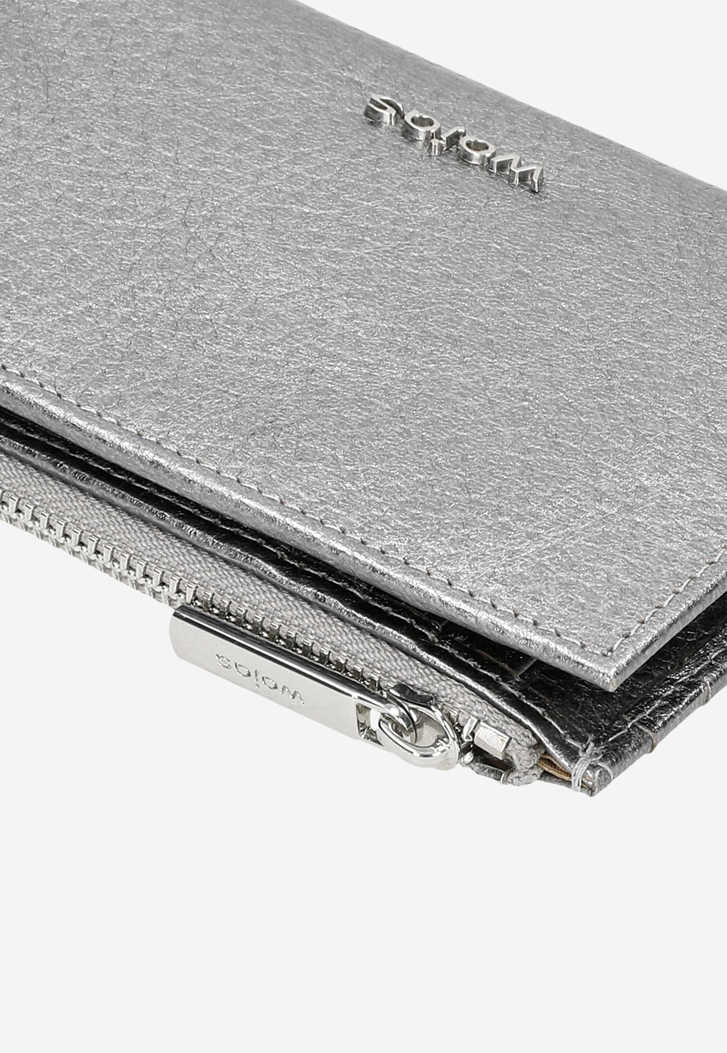 Różowy metaliczny portfel damski