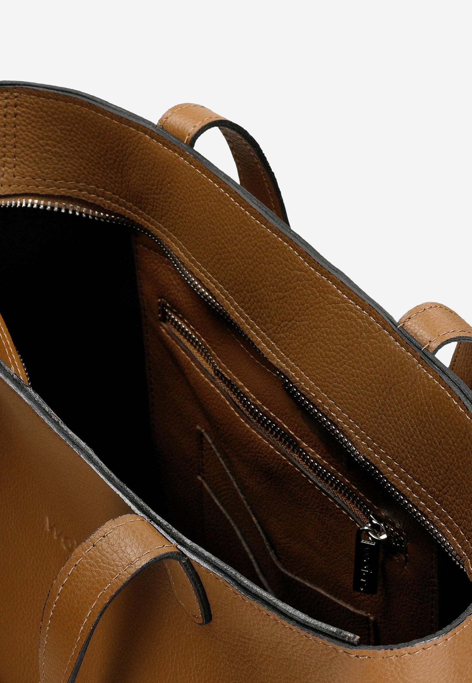 Pojemna skórzana shopperka damska w kolorze brązowym