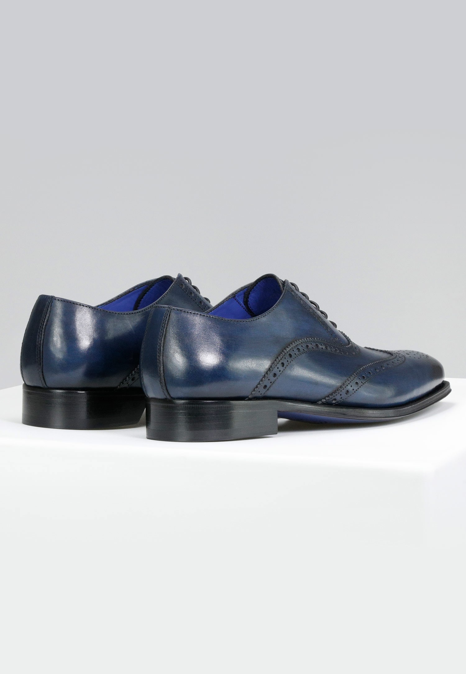 Półbuty męskie w stylu oxford w kolorze granatowym - PREMIUM