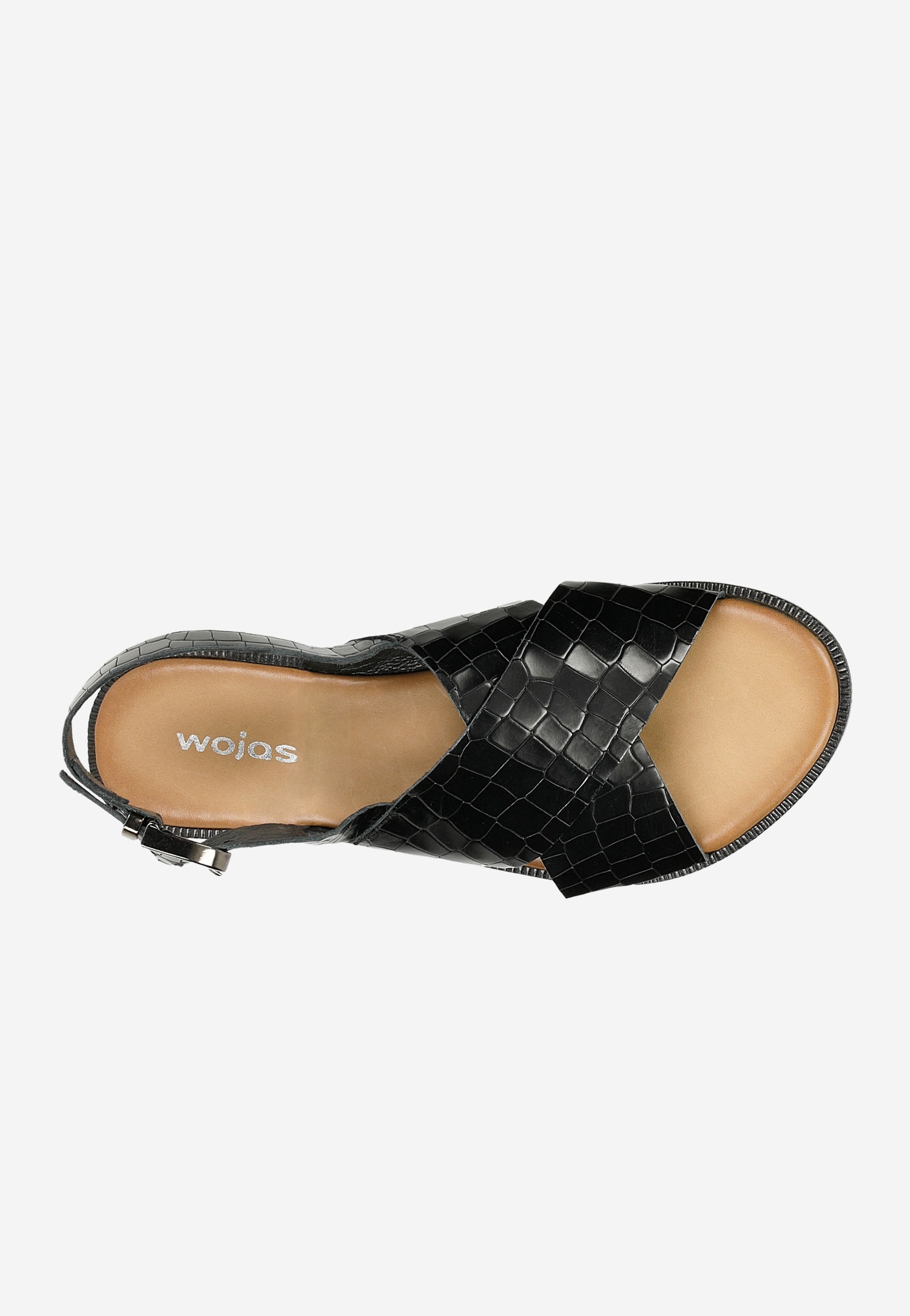 Czarne płaskie sandały damskie z ozdobnym tłoczeniem