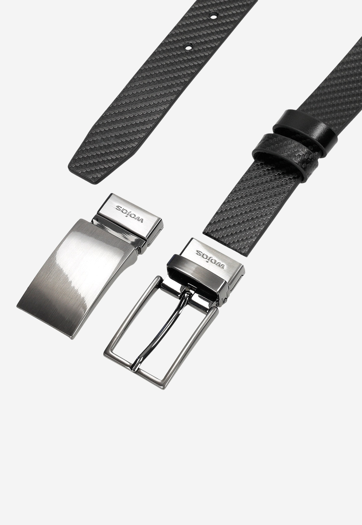 Elegancki zestaw prezentowy - czarny pasek z dwiema wymiennymi klamrami