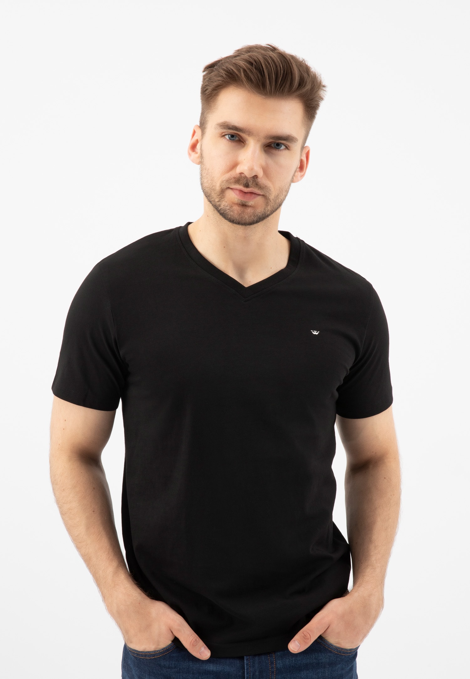 Biała bawełniana koszulka męska ze srebrnym logo