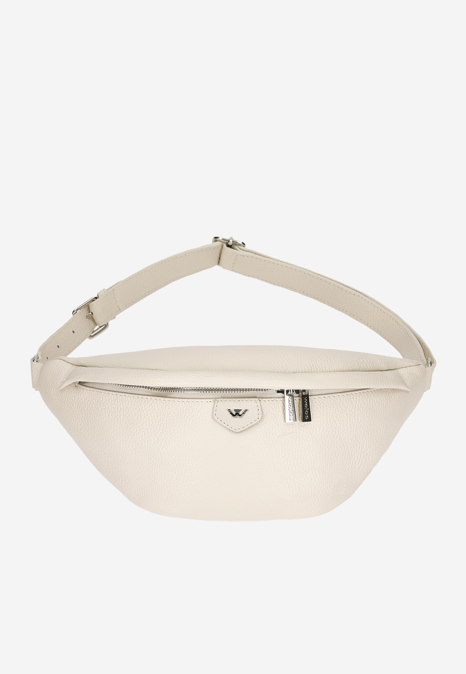 Duża beżowa skórzana torebka damska typu nerka